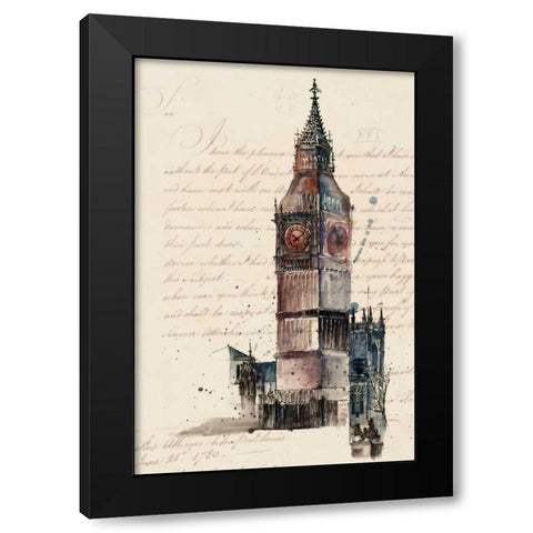Letters from Big Ben Black Modern Wood Framed Art Print with Double Matting by Wang, Melissa