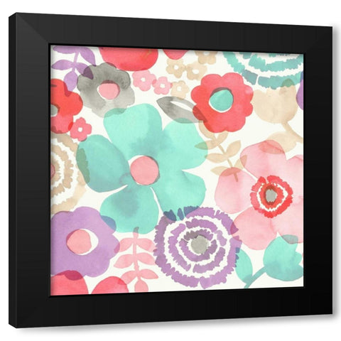 Ocean Shores Floral I Black Modern Wood Framed Art Print with Double Matting by Kappa, Diane