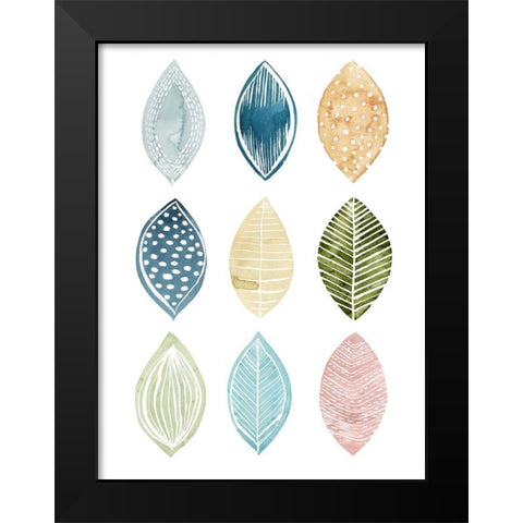 Patterned Leaves I Black Modern Wood Framed Art Print by Popp, Grace