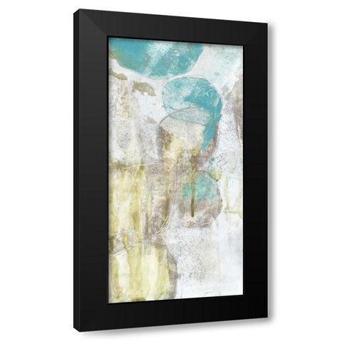 Citron and Teal Orbs II Black Modern Wood Framed Art Print with Double Matting by Goldberger, Jennifer