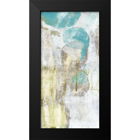 Citron and Teal Orbs II Black Modern Wood Framed Art Print by Goldberger, Jennifer