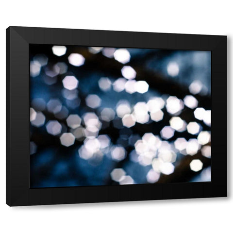 Bokeh Blue II Black Modern Wood Framed Art Print with Double Matting by Quintero, Sonja