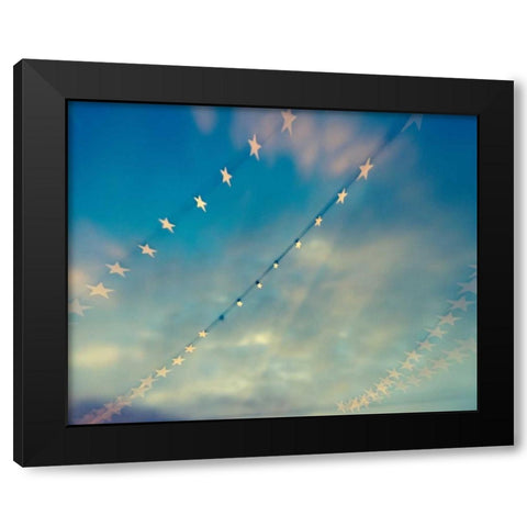 Bokeh Stars II Black Modern Wood Framed Art Print by Quintero, Sonja