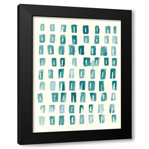 Blue Batik Motif II Black Modern Wood Framed Art Print with Double Matting by Vess, June Erica