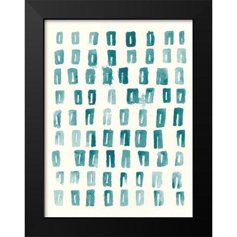 Blue Batik Motif II Black Modern Wood Framed Art Print by Vess, June Erica