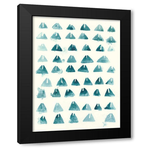 Blue Batik Motif III Black Modern Wood Framed Art Print by Vess, June Erica