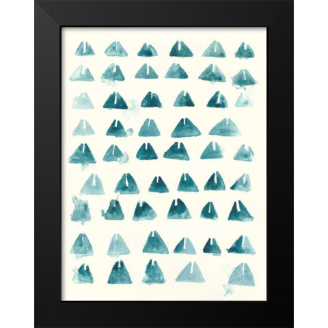 Blue Batik Motif III Black Modern Wood Framed Art Print by Vess, June Erica
