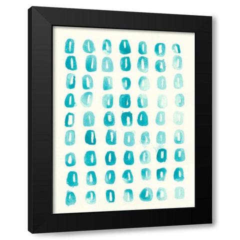 Blue Batik Motif IV Black Modern Wood Framed Art Print with Double Matting by Vess, June Erica