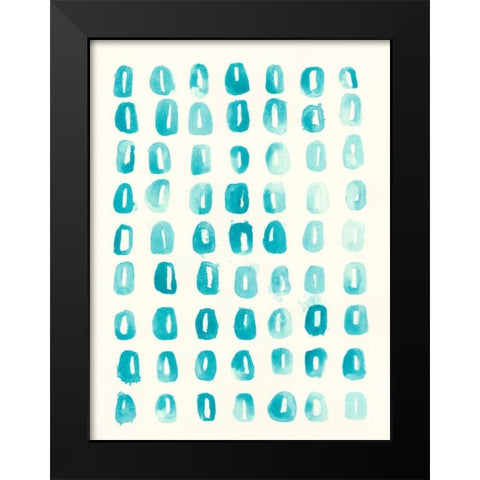 Blue Batik Motif IV Black Modern Wood Framed Art Print by Vess, June Erica