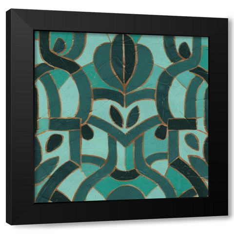 Turquoise Mosaic I Black Modern Wood Framed Art Print by Vess, June Erica