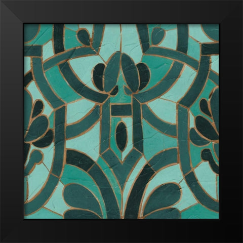 Turquoise Mosaic II Black Modern Wood Framed Art Print by Vess, June Erica