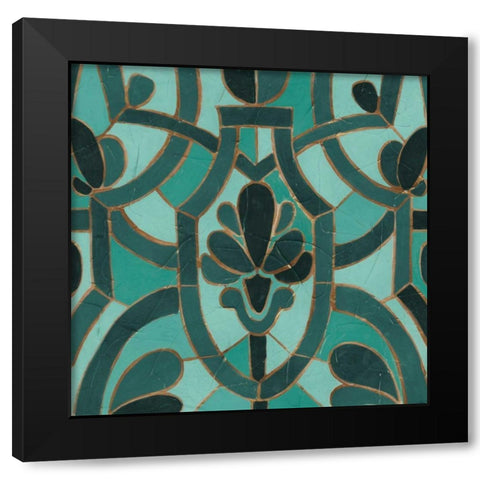Turquoise Mosaic III Black Modern Wood Framed Art Print by Vess, June Erica