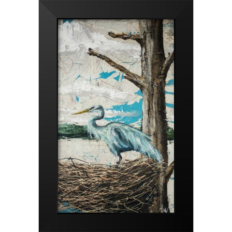 Midway Heron I Black Modern Wood Framed Art Print by Wickey, Allison
