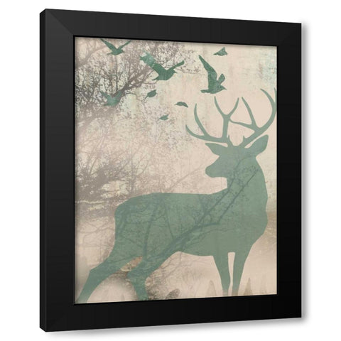 Deer Solace I Black Modern Wood Framed Art Print by Goldberger, Jennifer