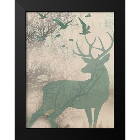 Deer Solace I Black Modern Wood Framed Art Print by Goldberger, Jennifer