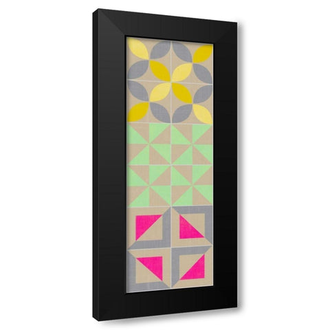 Elementary Tile Panel I Black Modern Wood Framed Art Print with Double Matting by Zarris, Chariklia