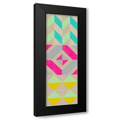 Elementary Tile Panel II Black Modern Wood Framed Art Print with Double Matting by Zarris, Chariklia