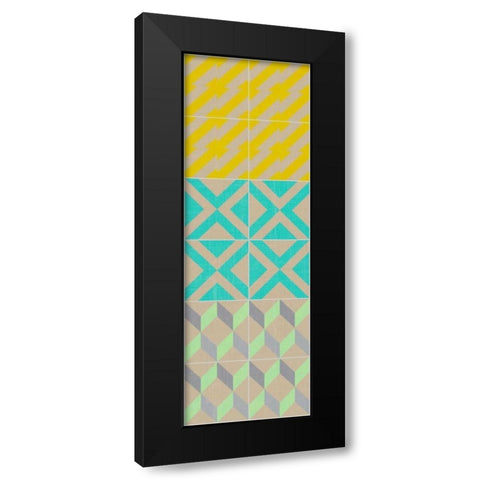Elementary Tile Panel III Black Modern Wood Framed Art Print with Double Matting by Zarris, Chariklia