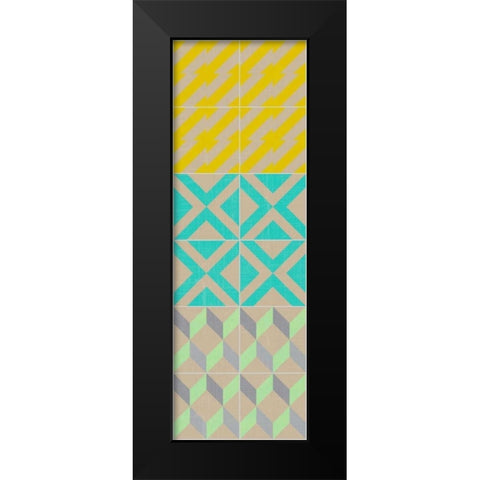 Elementary Tile Panel III Black Modern Wood Framed Art Print by Zarris, Chariklia