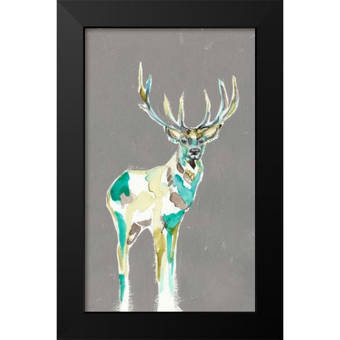 Solitary Deer I Black Modern Wood Framed Art Print by Goldberger, Jennifer