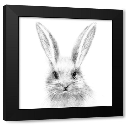 White Rabbit Black Modern Wood Framed Art Print with Double Matting by Wang, Melissa