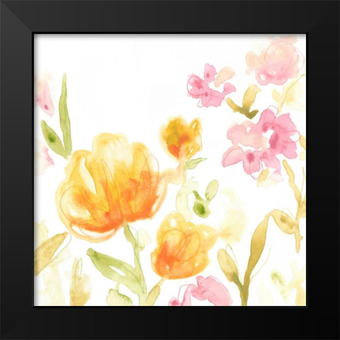 Floral Song I Black Modern Wood Framed Art Print by Vess, June Erica