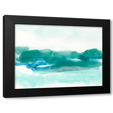 Teal Coast I Black Modern Wood Framed Art Print by Vess, June Erica