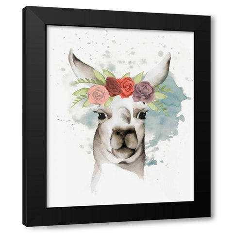 Llama Flora II Black Modern Wood Framed Art Print with Double Matting by Popp, Grace