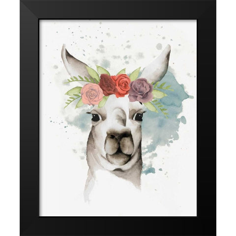 Llama Flora II Black Modern Wood Framed Art Print by Popp, Grace