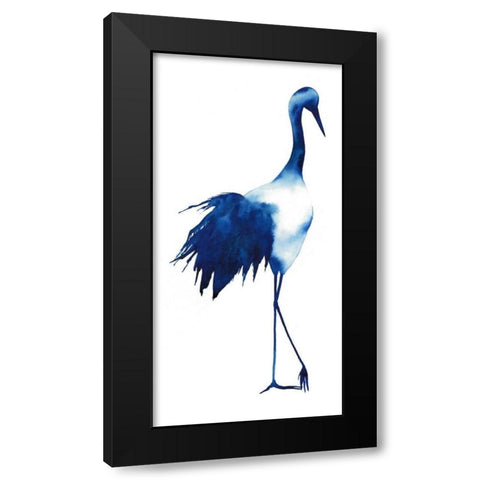 Ink Drop Crane I Black Modern Wood Framed Art Print with Double Matting by Popp, Grace