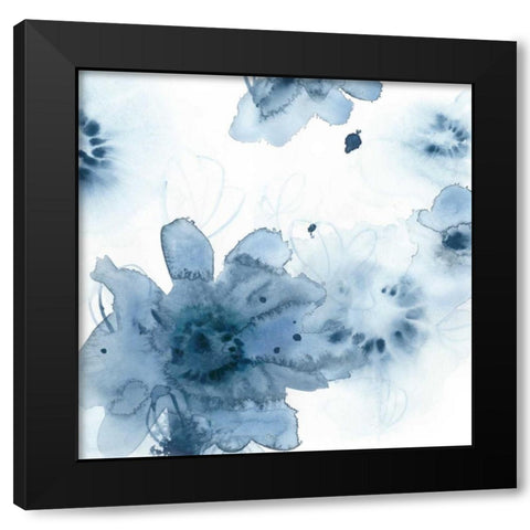 Aquatic Indigo II Black Modern Wood Framed Art Print by Vess, June Erica