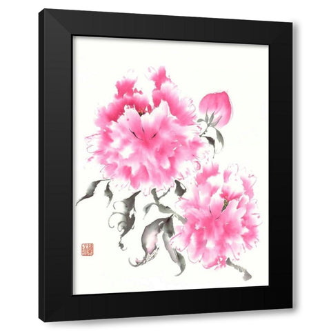 Peonie Blossoms I Black Modern Wood Framed Art Print with Double Matting by Rae, Nan