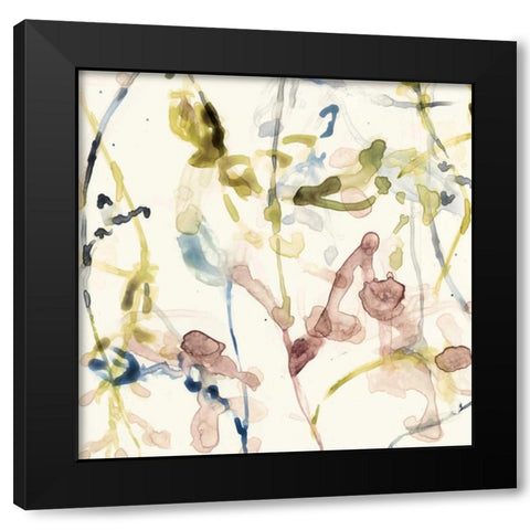 Flower Drips III Black Modern Wood Framed Art Print with Double Matting by Goldberger, Jennifer