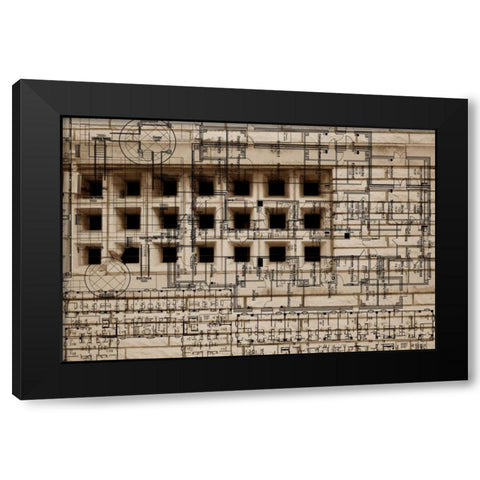 Architecture Drawing II Black Modern Wood Framed Art Print with Double Matting by Jasper, Sisa