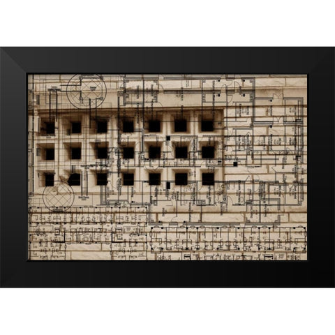 Architecture Drawing II Black Modern Wood Framed Art Print by Jasper, Sisa
