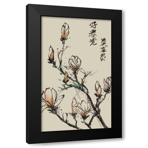 Mandarin Magnolia I Black Modern Wood Framed Art Print with Double Matting by Wang, Melissa