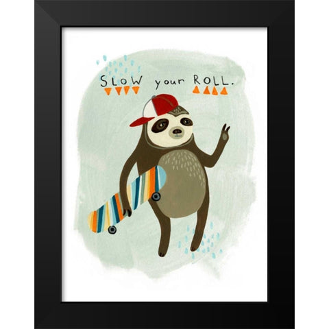 Hipster Sloth I Black Modern Wood Framed Art Print by Vess, June Erica