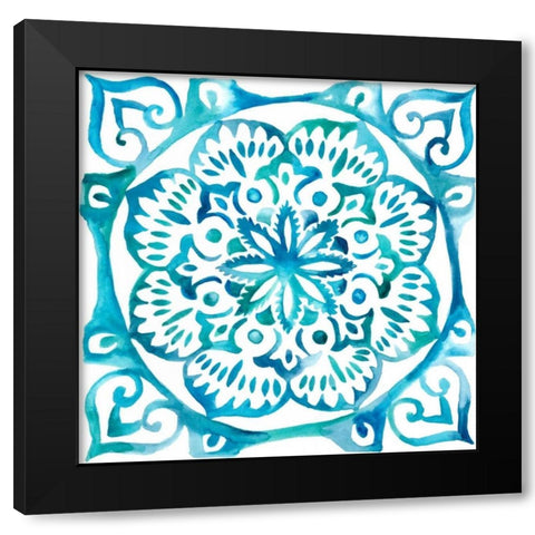 Meditation Tiles III Black Modern Wood Framed Art Print with Double Matting by Zarris, Chariklia