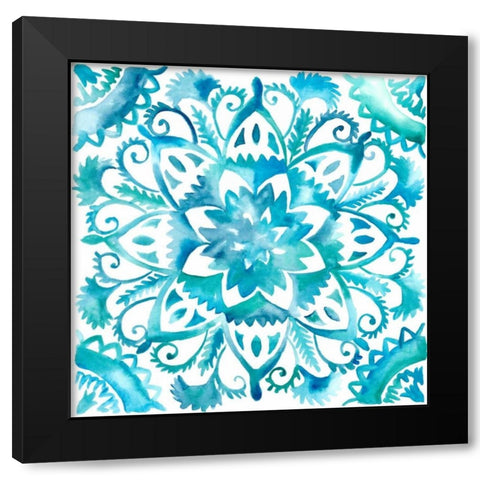 Meditation Tiles IV Black Modern Wood Framed Art Print with Double Matting by Zarris, Chariklia