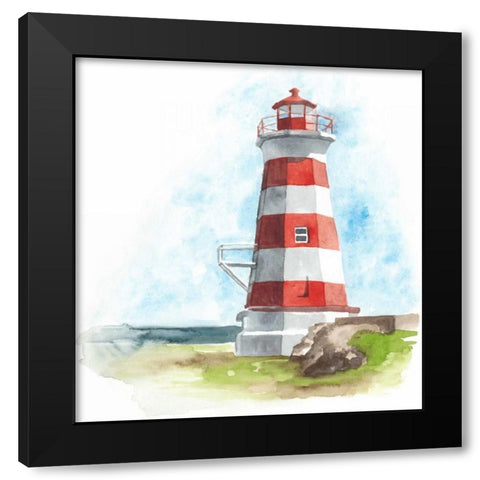 Watercolor Lighthouse I Black Modern Wood Framed Art Print by McCavitt, Naomi
