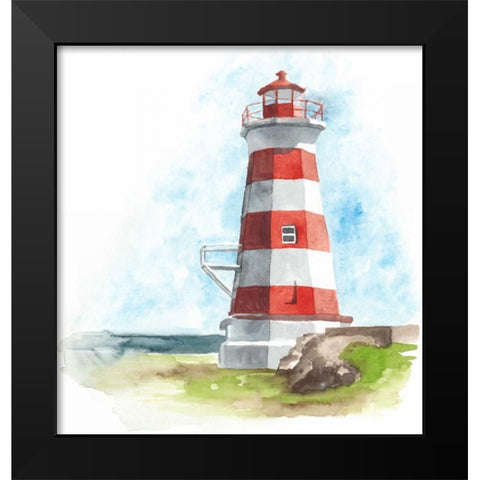 Watercolor Lighthouse I Black Modern Wood Framed Art Print by McCavitt, Naomi