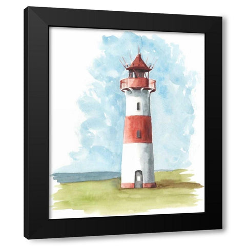 Watercolor Lighthouse II Black Modern Wood Framed Art Print by McCavitt, Naomi