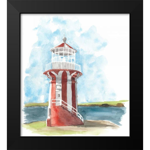 Watercolor Lighthouse III Black Modern Wood Framed Art Print by McCavitt, Naomi