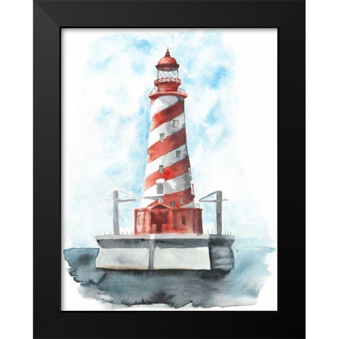 Watercolor Lighthouse IV Black Modern Wood Framed Art Print by McCavitt, Naomi