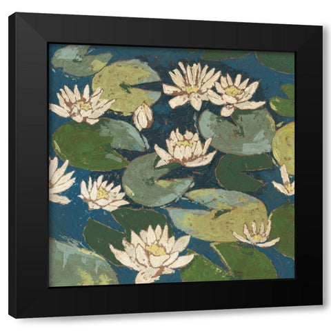 Water Flowers I Black Modern Wood Framed Art Print with Double Matting by Meagher, Megan