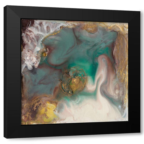 Emerald Illumination Black Modern Wood Framed Art Print by Bramma, Lila
