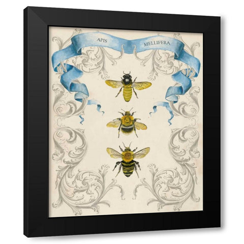 Bees and Filigree II Black Modern Wood Framed Art Print with Double Matting by McCavitt, Naomi