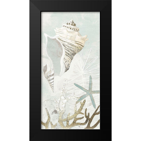 Golden Reef Panel I Black Modern Wood Framed Art Print by Vess, June Erica
