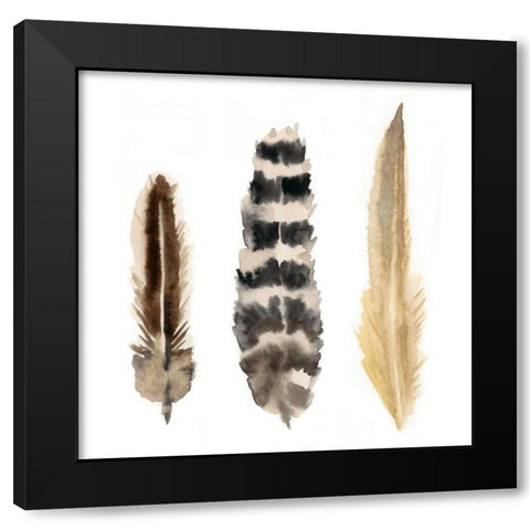 Watercolor Plumes II Black Modern Wood Framed Art Print with Double Matting by McCavitt, Naomi