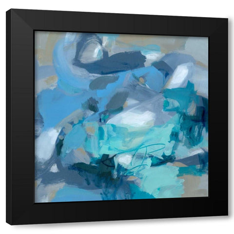 Abstract Blues I Black Modern Wood Framed Art Print with Double Matting by Long, Christina